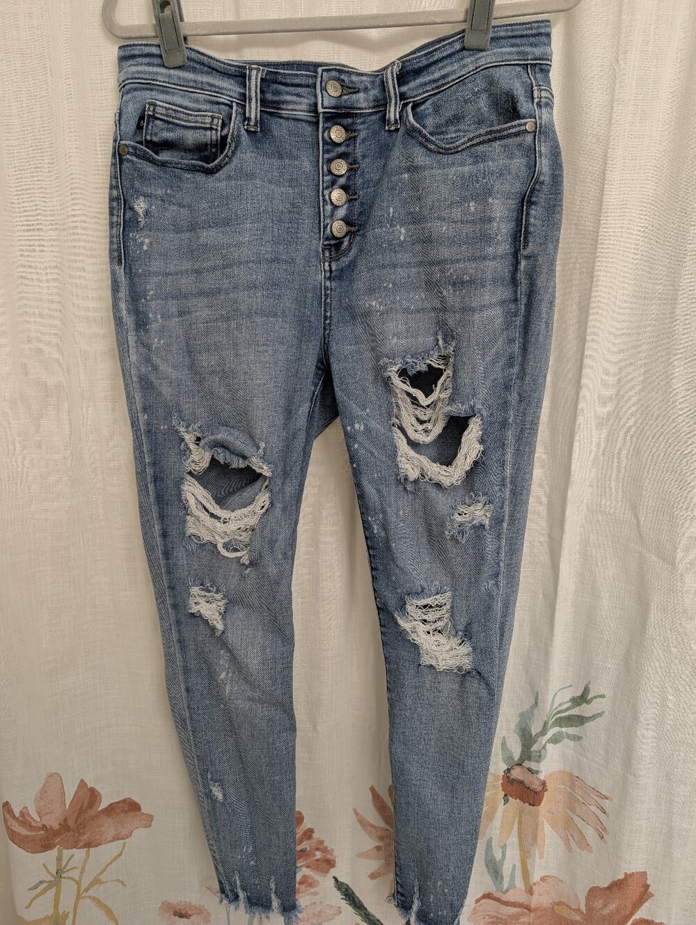 Judy Blue Destroyed Button Fly Skinny Jeans Size 13/31
